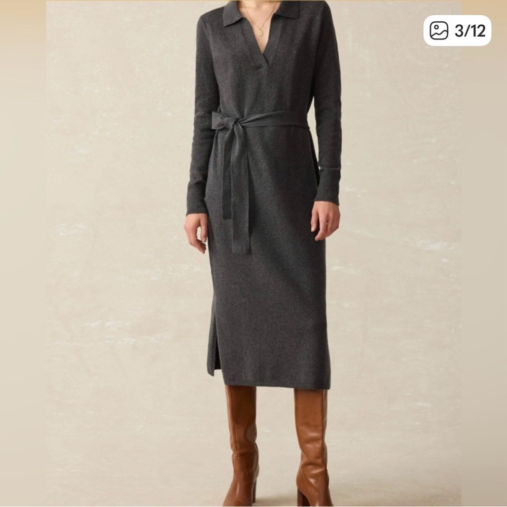 New Faherty sweater dress in gorgeous charcoal color.  Fall. Winter. Preppy.